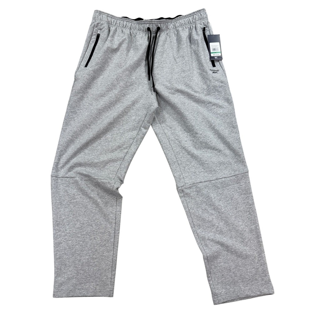 NEW Reebok Doubletime Pants Men's XL Heather Gray Zip Pocket Slim Fit Drawstring